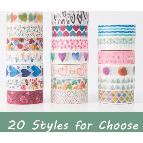20 pieces/lot) DIY Scrapbooking 15mm Kawaii Heart Washi Tape Love Paper Tape Lot