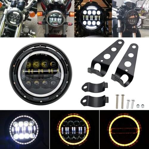 7 Inch DOT SAE E9 Motorcycle Headlamp with angle eye Led Headlight 7inch housing bucket trim ring For Honda kawasaki Harley
