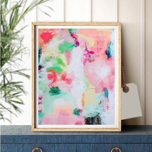 Abstract Painting Wall Art Decor Colorful Modern Poster And Print Brushstroke Art Pink Picture for Living Room Home Decoration