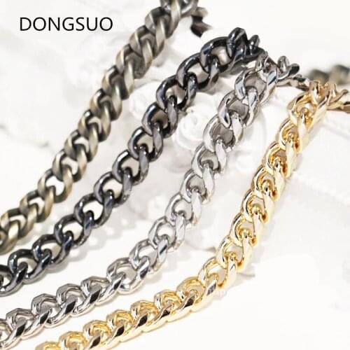 Aluminum chain strap silver gold black large metal chain 0.9cm Designer handbag bag purse replacement Accessories Hardware 9mm
