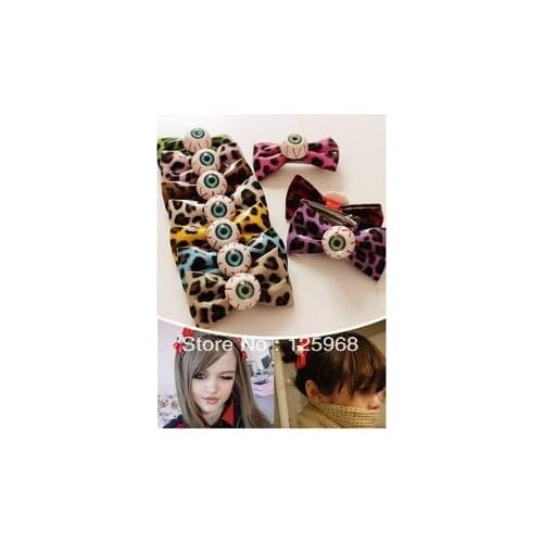 Free Shipping!New Arrive 20pcs/lot Halloween Evil Eye Leopard Bowknot Hair Clip Headwear Hairclip Womens Hair Accessories