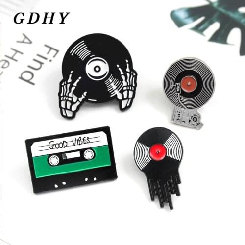 GDHY Record MusicBrooch Enamel Pins For Friend Badge Jewelry Gifts