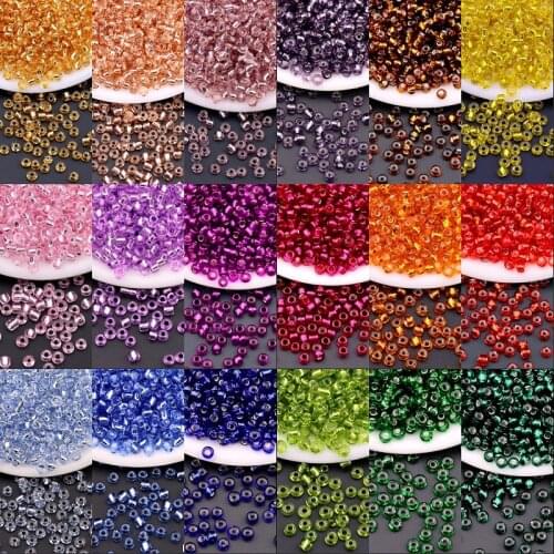144Pcs/Lot 4mm 6/0 Silver Line Rice Beads Czech Round Spacer Glass Seedbeads 37 Colors For DIY Hand Craft Material Jewelry Make