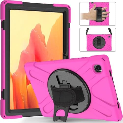 Case for Samsung Tab A7 10.4 2020 T500 T505 T507 Heavy Duty Armor Cover with Shoulder Strap 360 Rotation Hand Strap Tablet Shell