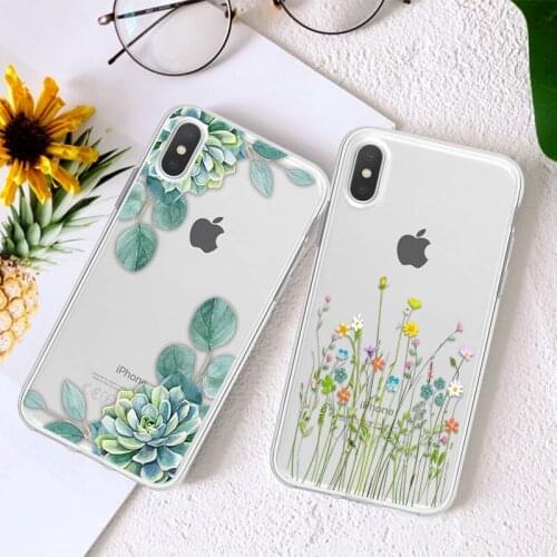 Phone Case For iPhone XR 7 8 6 6S Plus X XS MAX 5 5S Cute Floral Wildflowers Transparent Phone Cover For iPhone 8 7 Plus