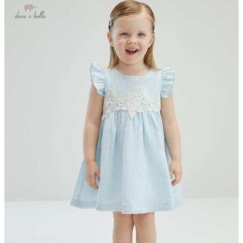 DB18108 dave bella summer baby girls cute floral ruched dress children fashion party dress kids infant lolita clothes