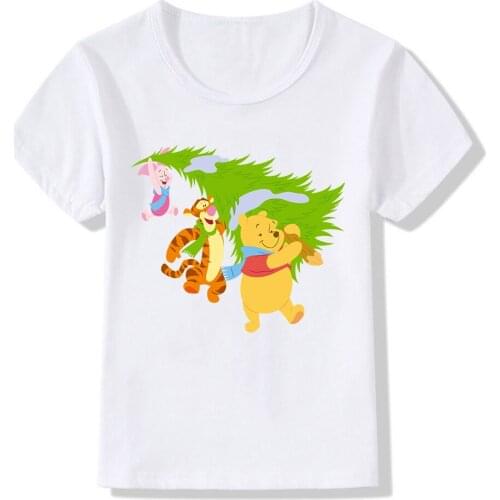 Disney Cartoon Kids T-Shirt Winnie The Pooh Tiger Cute Printing Clothing Summer Children Boys/Girls Clothes Tops Casual Costumes