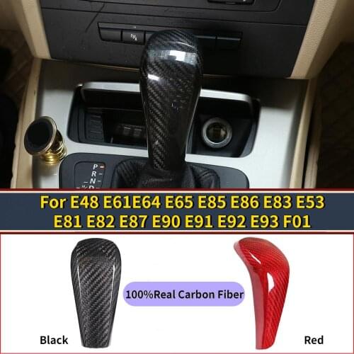 For BMW 1 3 SeriesX1E48 E6 E64 E65E85 E86 E83 E53E81E82 E87E90E91E92E93 F01 100%Real Carbon Fiber Car gear lever head cover trim