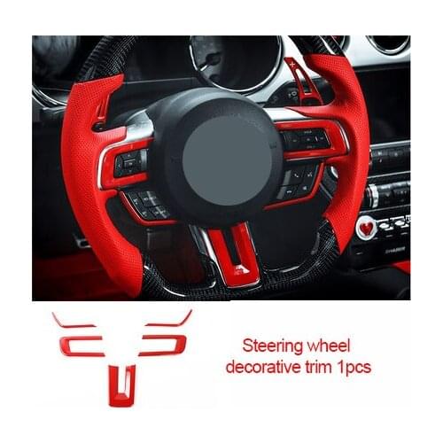 For Ford Mustang Red 2015-2020 ABS chrome carbon fiber Steering wheel decorative ring trim 1pc