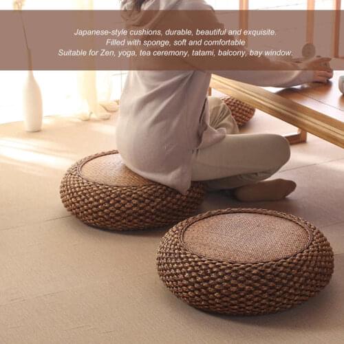 Household Round Pouf Seats Cushion Floor Seats Cushion Living Room Balcony Tatami Coffee Color Home Decoration
