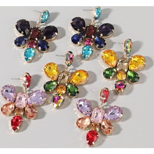 Find Me Bohemian Simple Color Rhinestone Butterfly Pendant Earrings For Women Party Jewelry Accessories Gift