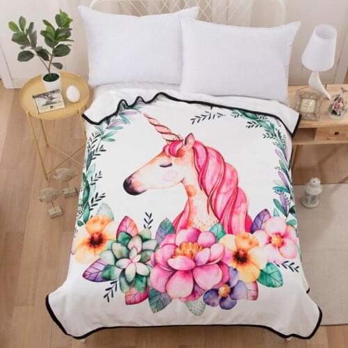 3D Printed Flannel Blanket Super Soft Warm Luxury Sheet Gift for kids with Olives Unicorn Pink Green Blanket for Home Textile