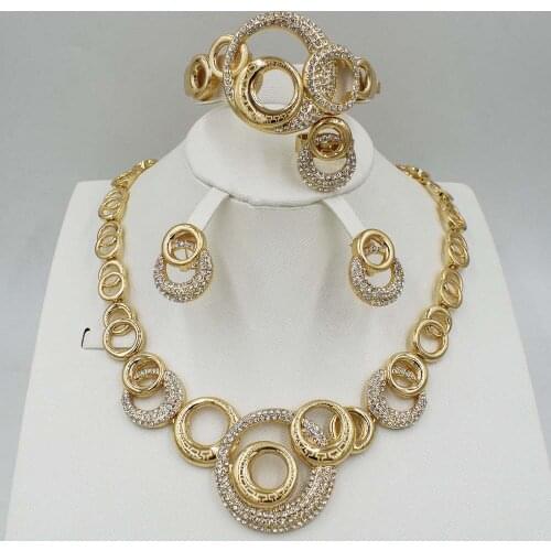 Indian Jewelry Set Fashion Metal Wire Torques Choker Necklaces Bangle Earrings Ring Sets For Women Dress Gift Bridal Accessories