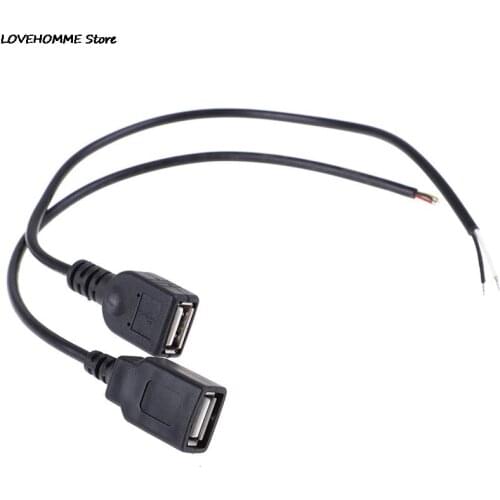 1pc 26cm 30cm USB 2.0 Female Plug Jack Power Cable 2Pin 4Pin Black Charging Data Line Connector DIY Parts