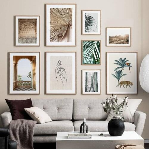 Tropical Heat Landscape Gallery Wall Art Poster French Palm Leaf Picture Botanical Canvas Painting Print Home Decor Living Room