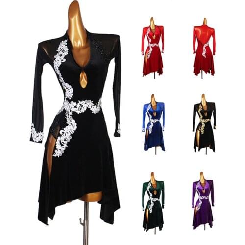 Red black latin competition dress Rumba cha cha salsa tango dance dress S-XXXL lq207