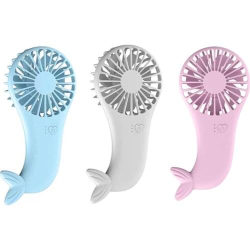 Cute Cartoon Fish Mini Handheld Fan Silent Summer Cooling Fan USB Rechargeable LX9B