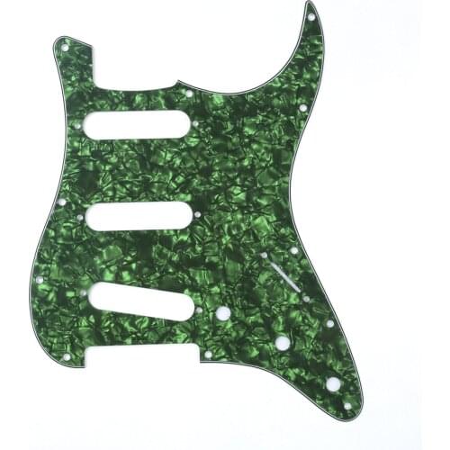 Musiclily SSS 11 Hole Strat Guitar Pickguard for Fender USA/Mexican Made Standard Stratocaster Style, 4Ply Green Pearl