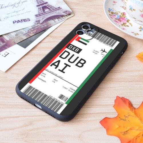 For iPhone Dubai Boarding Pass First Class Air Plane Ticket Lable Flight Travel Print Soft Matt Apple iPhone Case