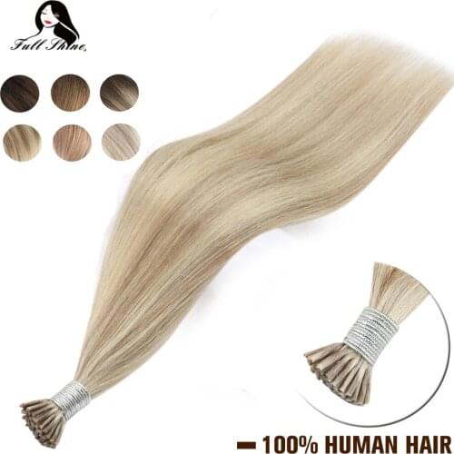Full Shine Bayalage Color I Tip Hair Extensions 50g Machine Remy Human Hair Extensions Piano Color Keartin Capsule Fusion