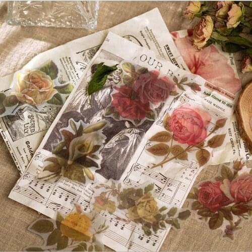 60pcs/lot DIY Flower Shop Series Plant Handbook Sticker Scrapbooking Label Stickers Retro Stationery