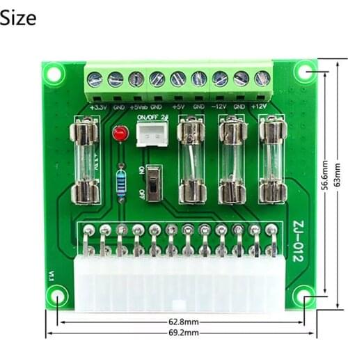Desktop ATX 24/20Pin Power Adapter Extension Module Computer Breakout Transfer Board for Electronic Equipment Amplifier Boards