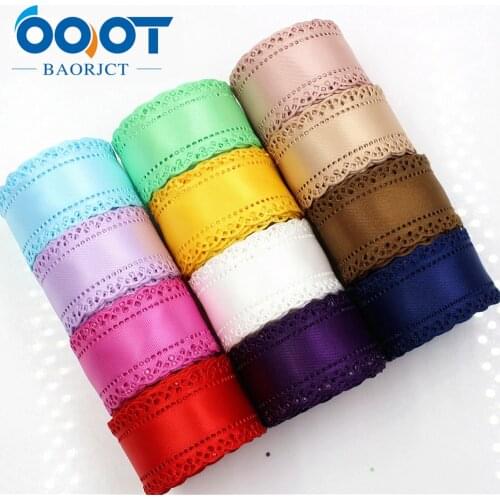 OOOT BAORJCT 1770314 hot sale 30mm hollow Flowers solid satin ribbon, DIY handmade materials,Clothing accessories