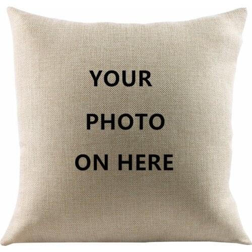 Wholesale OEM Your Photo/logo/brand/name 45x45cm Cushion Covers Cotton Linen Square throw Pillow Cases Sofa Car Home Decoration