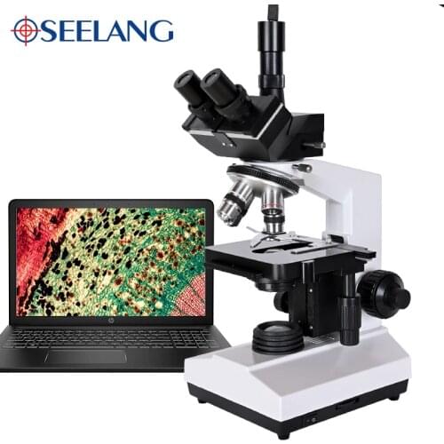 Professional Lab biological HD trinocular microscope zoom 1600X eyepiece electronic digital 7-inch LCD led Light phone stand USB