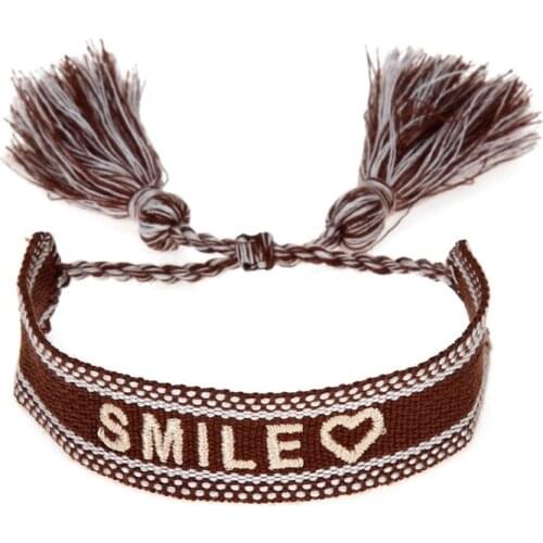 R2LE Bohemia Embroidery Woven Tassel Bracelets Handmade Adjustable Rope Braided Bracelet for friendship Ethnic Christmas Gift