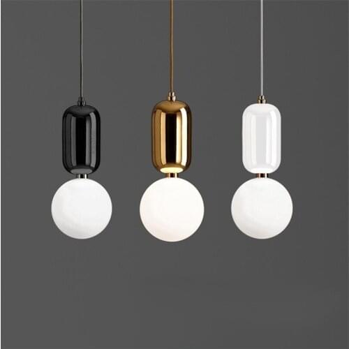 Modern Simple Led Pendant Lights For Cafe Bar Restaurant Shop Home Deco Hanging Lamp Nordic Drop Hang Light Fixture Glass Ball