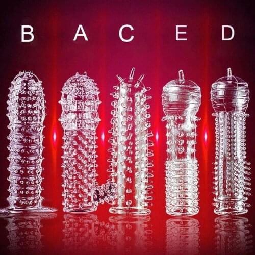 Spike Male Penis Condom Sleeve Extension Enlargement Time Delay Clit Massager Cover Crystal Clear Condoms Adult Sex Toy For Men