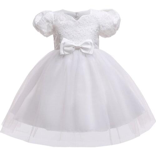 Baby Girls Wedding Dress Toddler Kids Princess Dress Lace Tulle Birthday Party Tutu Dress Children Pageant Clothing for 2-10 Y