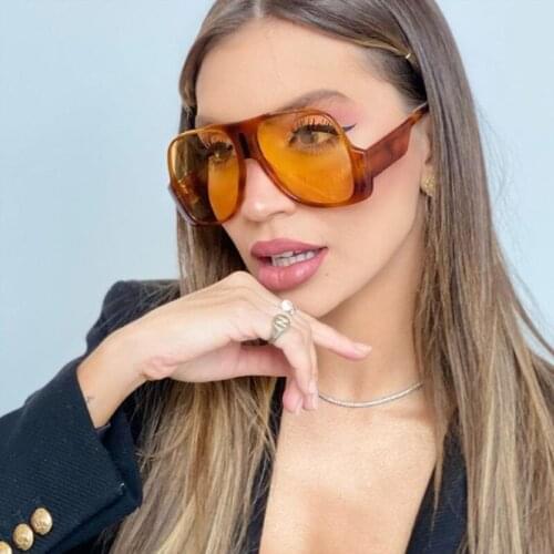 Vintage Oversized Irregular Designer Sunglasses For Women Leopard Print Sun Glasses Luxury Brand Elegant One Peice Big Shades