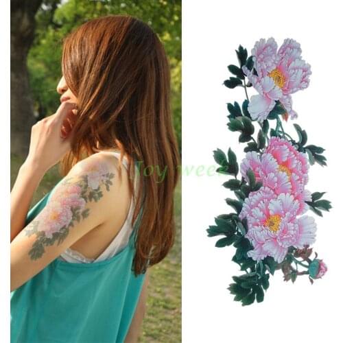 Waterproof Temporary Tattoo Sticker sexy 3d peony flower womens body art tatto stickers flash tatoo fake tattoos for girl