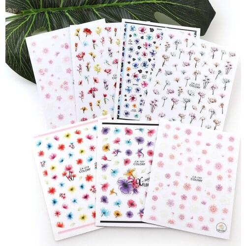 1Pc Ultra-thin Lovely Cherry Blossoms 3D Nail Sticker Colorful Translucent Flower Self Adhesive Sticker Stereoscopic Decoration