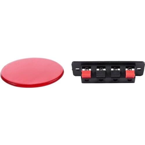 100Pcs Clear Red Plastic Bingo Chips 1.9Cm & 3Pcs 4 Pin Red And Black Spring Pressure Audio Connector Board Terminal