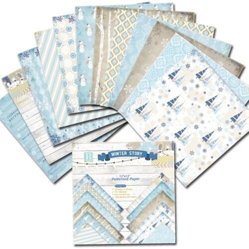 12'' Winter Story Patterned Paper Big Scrapbooking Paper Pack DIY Album Background Pads Paper Cards Making Scrapbook Craft Paper