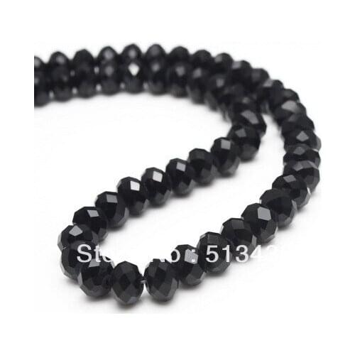 140pcs lot free shipping!8mm black Faceted Crystal glass Loose Beads hotsale ,DIY Fit Jewelry Making