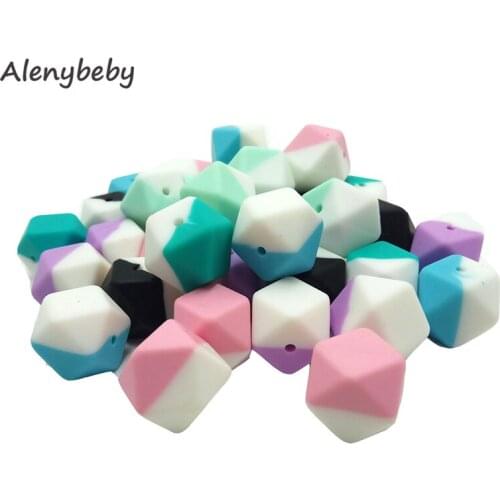 17mm Silicone Geometric Hexagon Beads Teether DIY Silicone Octagon Beads Beads DIY Baby Teething Necklace/Bracelet Shower Gift