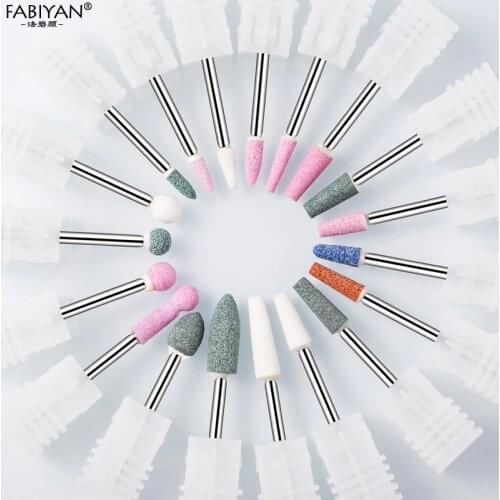 19 Types 3/32" Rotate Burr Nail Art Ceramic Stone Drill Bit Electric Milling Cutter Manicure Clean Machines Accessories Tools