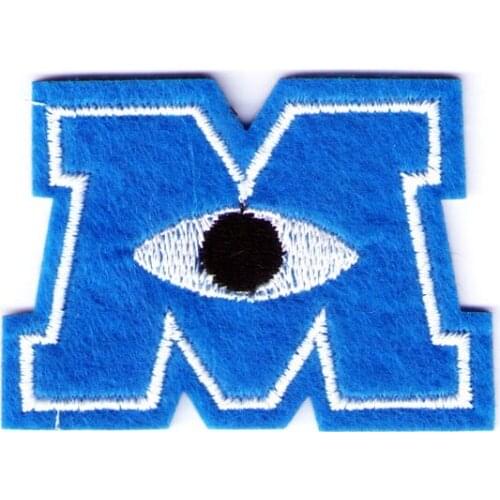 Blue M eye biker hippie boho retro fun applique iron on patch (Size is about 6.1*4.1 cm)
