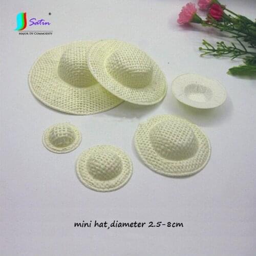 2.5-8cm Mini Crafts Small Hat,Diy Doll Ornaments Accessory Rice White Stripe Decorate Paper Cloth Hat 10PCS A0121L