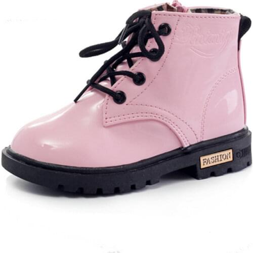 2021 Colorful Pretty Boots New for Children Boys Girls PU Leather Red Shoes Waterproof Snow Shoes Girls Candy Colors Boots