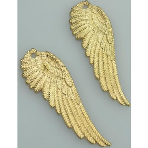 9 pcs free shipping Champagne gold charms diy metal wing pendant for necklace&bracelets jewelry making 51*18 mm D402