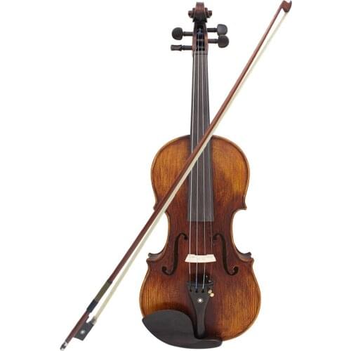 4/4 Full Size Handcrafted Solid Wood Acoustic Violin Fiddle with Carrying Case Tuner Shoulder Rest String Cleaning Cloth Rosin