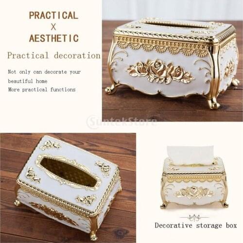 Retro European Style Tissue Box Cover Paper Napkin Holder Gift Storage Home Toilet Bath Tissue Box Cover Square Dresser