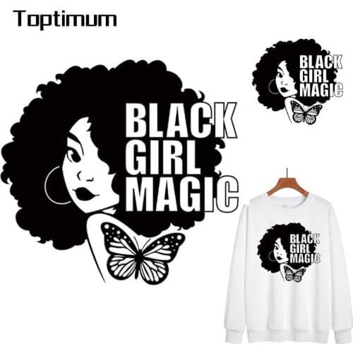 Black Girl Magic Heat Transfer Thermal Patches Heat Print on T-shirt Dresses Iron on Patches for Girl Clothes Washable Appliques