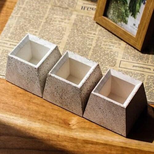 Succulent Plants Flowerpot Silicone Concrete Mold Trapezoid Gypsum Plaster Mould Square Cement Clay Mini Pot Molds