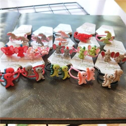 2PCS New Cartoon Cute Elephant Princess Headwear Kids Elastic Hair Bands Children Ropes Girls Accessories Baby Headdress